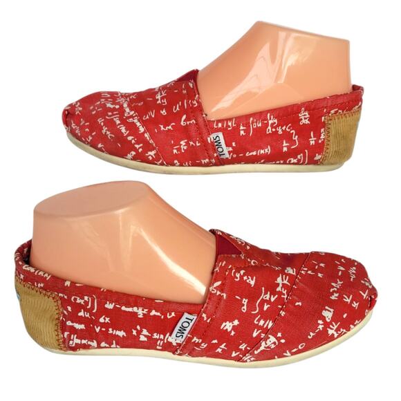 TOMS Women's Size 7.5 Red My Math Classic Slip-On Flats - Picture 1 of 12